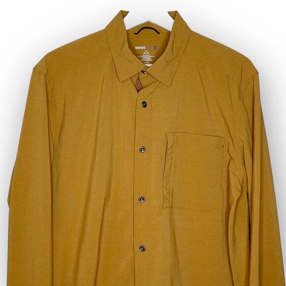 Swiss Tech Long Sleeve Button Down Outdoor Shirt Copper Penny Men’s Size Medium - Picture 2 of 9